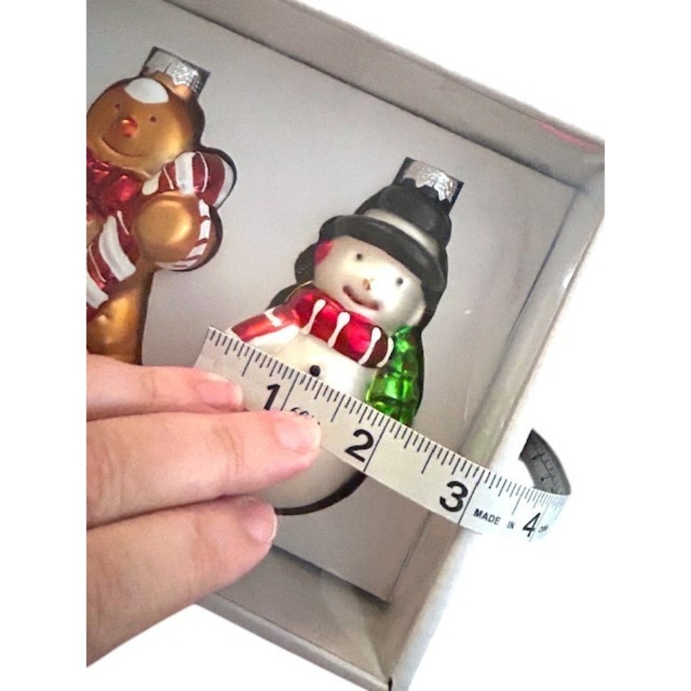 Merry Moments Christmas Ornaments 3pc Set 4x2 Santa Snowman Gingerbread Festive - Picture 5 of 11